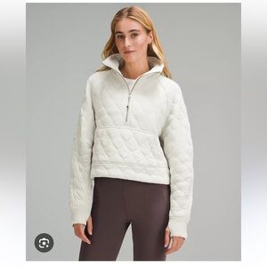 🤍 LULULEMON Scuba Oversized Quilted Half-Zip Hoodie xs/s Bone 🤍